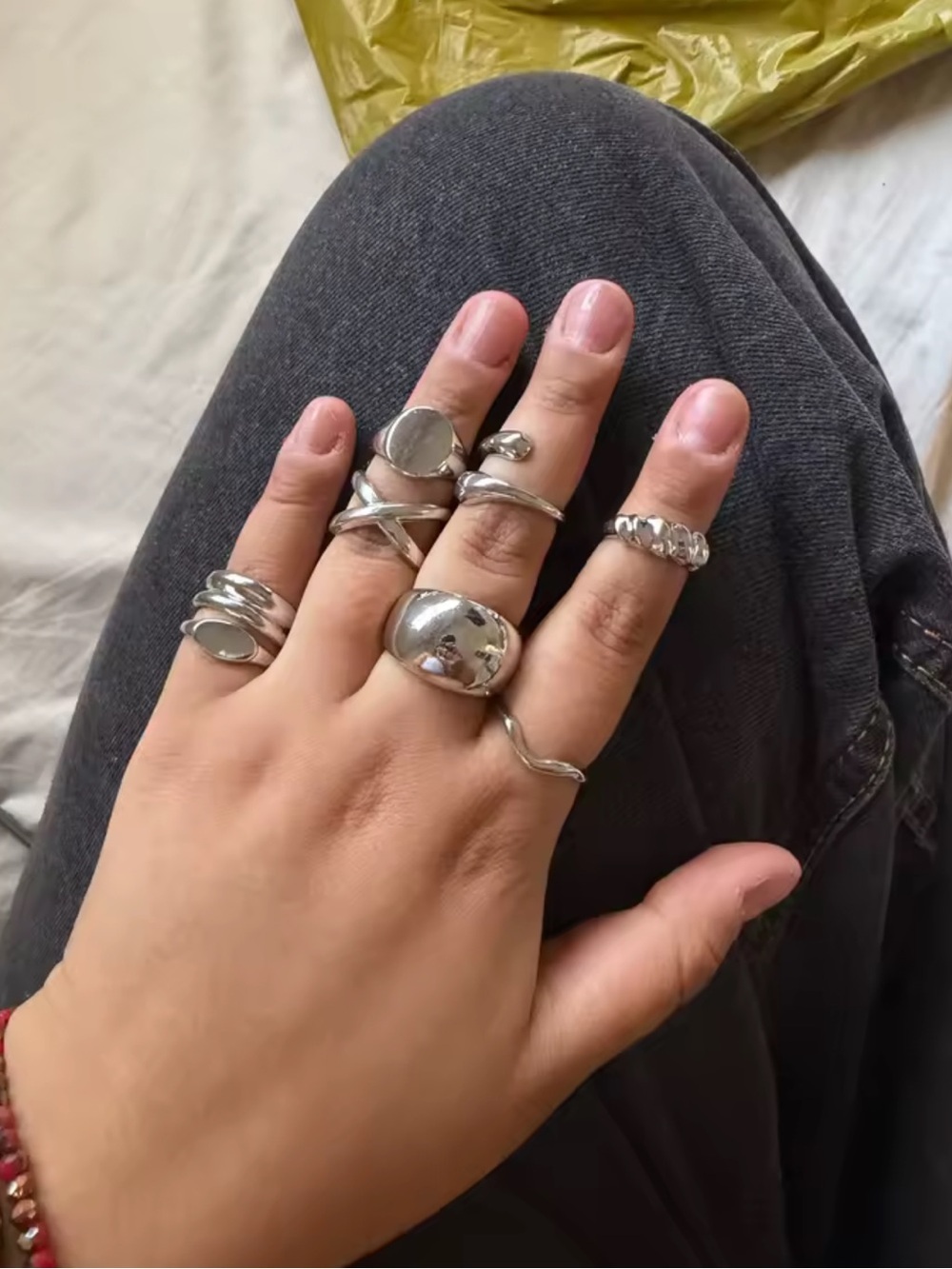 Retro Silver Statement Stackable Rings Set - Picture 6 of 10